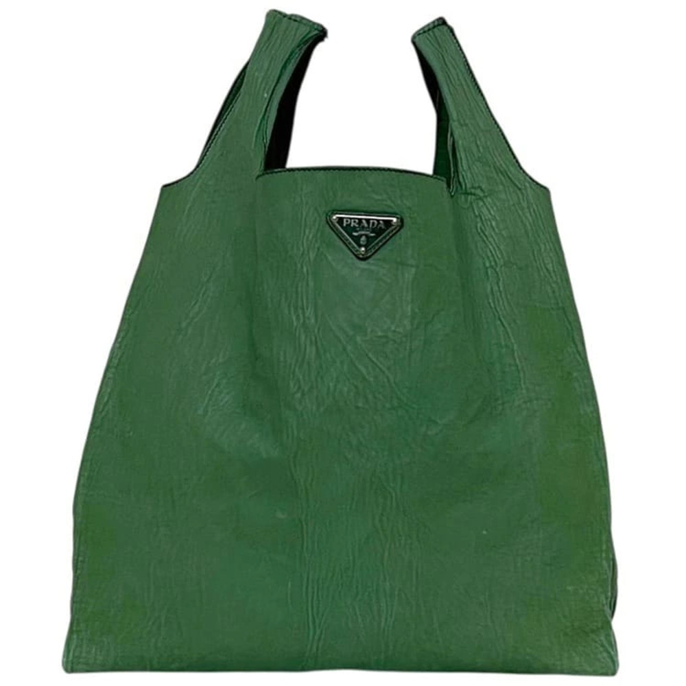 Prada Vitello Daino Shopping Leather Tote Bag Green